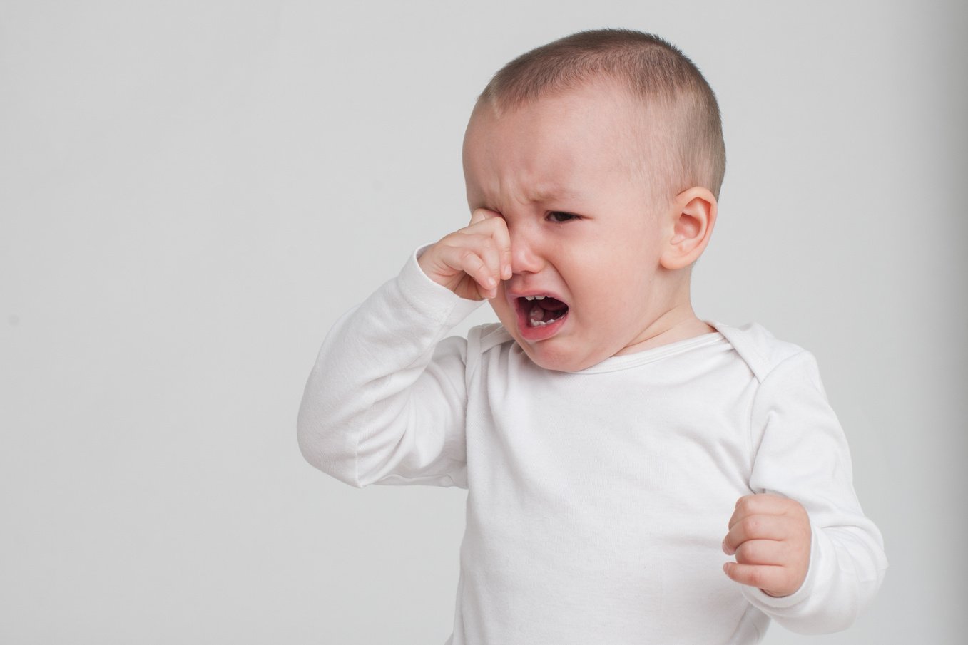 Baby Crying on a White Background