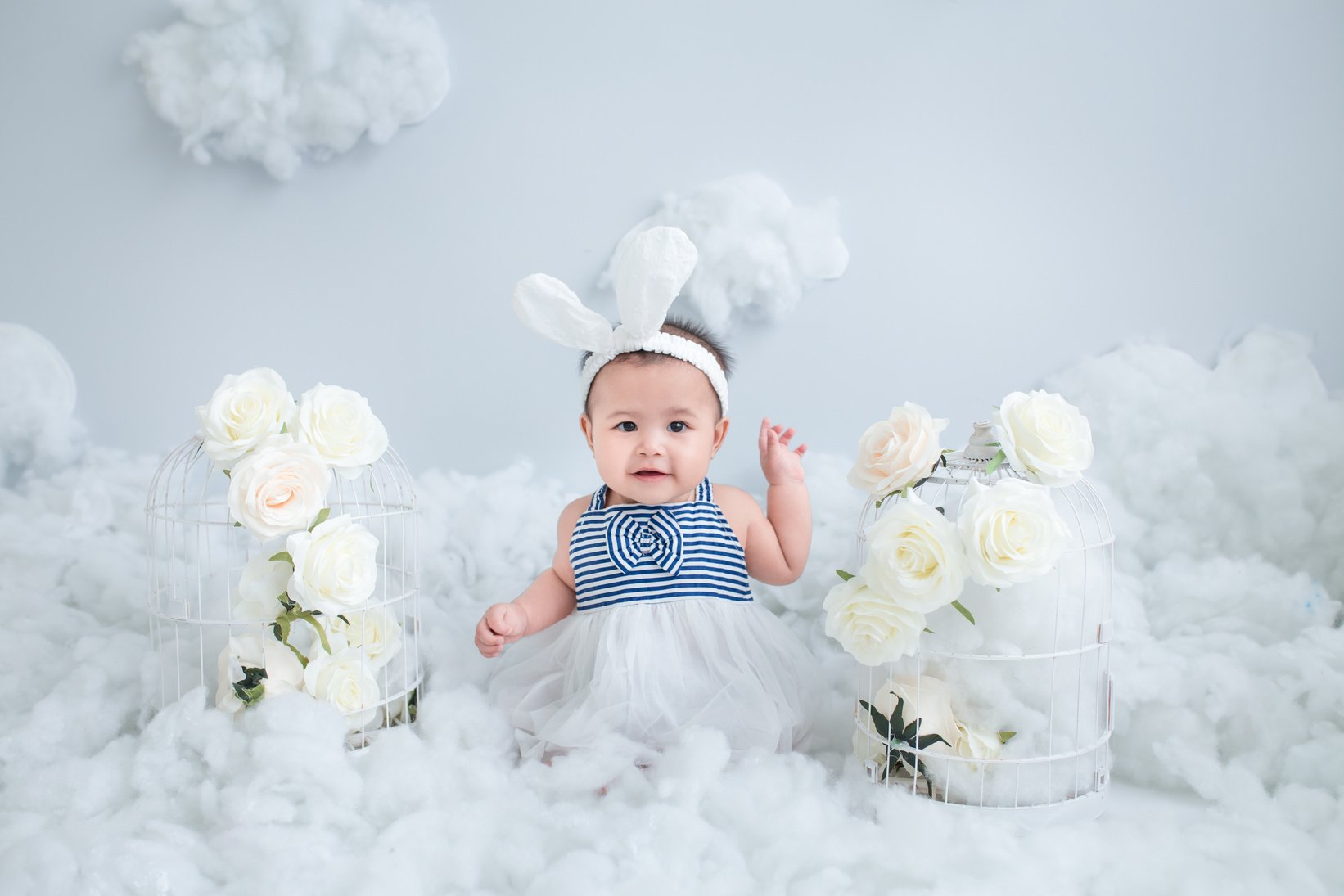 Baby with White Flowers