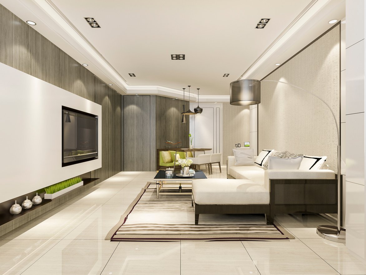 Modern Hotel Living Room Interior 3D Render